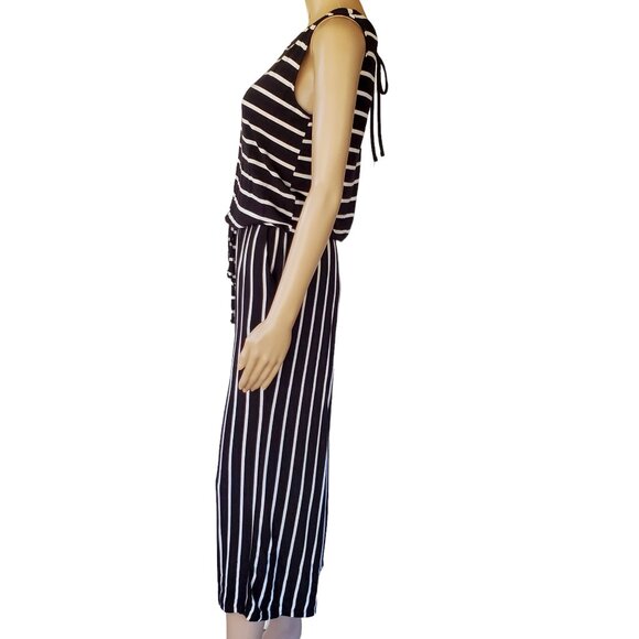 ZENANA Womens S One Piece Romper Jumpsuit Sleeveless Stretch Knit Striped Pocket - Picture 8 of 9